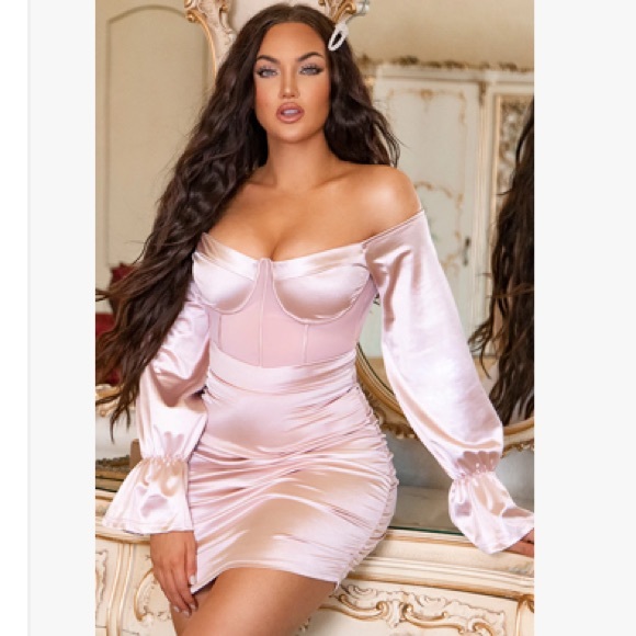 Dress Sewing Pattern Bust Line Of A Dress Dresses Sexy Woman Off Shoulder  Satin Pink Dress Poshmark